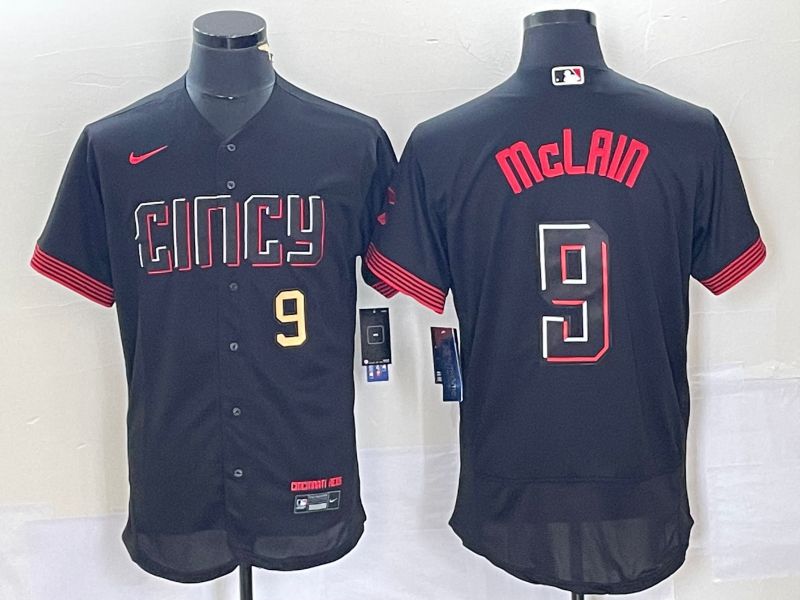 Men Cincinnati Reds #9 Mclain Nike Black 2023 City Connect Replica Player Elite MLB Jerseys